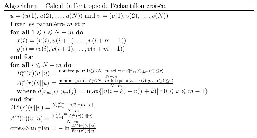 algorithme expliquant comment calculer l'entropie de l'échantillon croisée