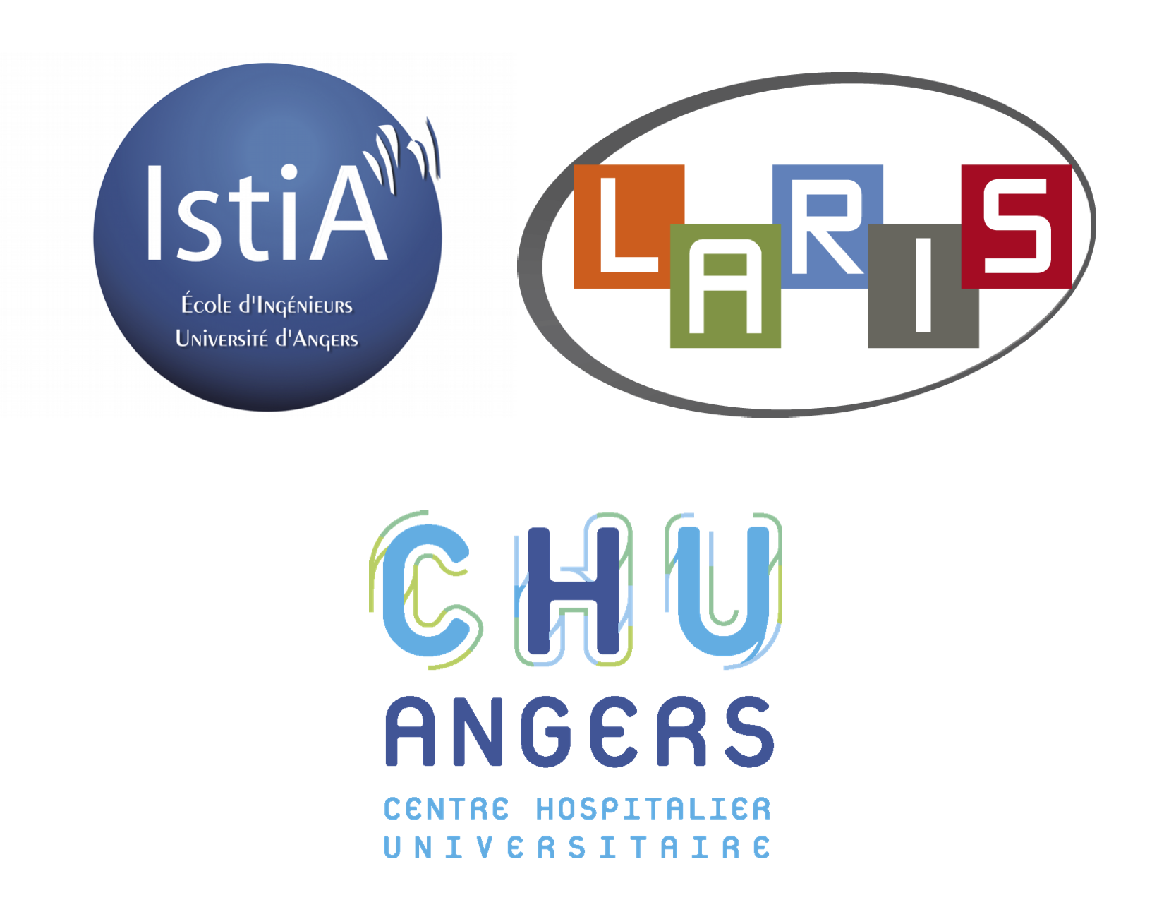 logos des institutions de mon stage (ISTIA, LARIS et CHU d'Angers)